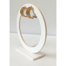 Ασημένια Σκουλαρίκια Δίχρωμα κλιπ δαντελωτά (SE52)